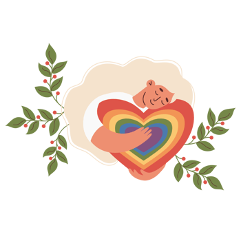Girl with Rainbow LGBT Heart. LGBTQ community png