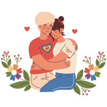 Happy lesbian couple. Pride Month. LGBTQ Pride Parade png