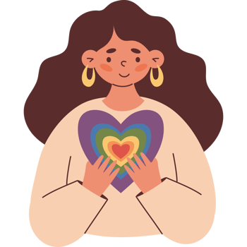 Woman with Rainbow LGBT Heart png