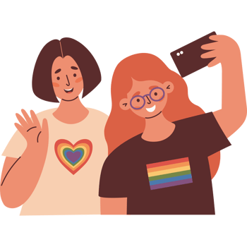 LGBT Lesbian Couple together Taking Selfie. Pride Month png