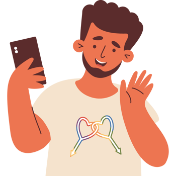 Happy LGBT Ethnic Man with Phone. LGBTQ Pride png
