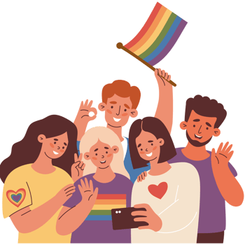 Diverse LGBT Friends Taking Selfie. LGBTQ support png