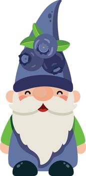 Cheerful and cute blueberry garden gnome vector
