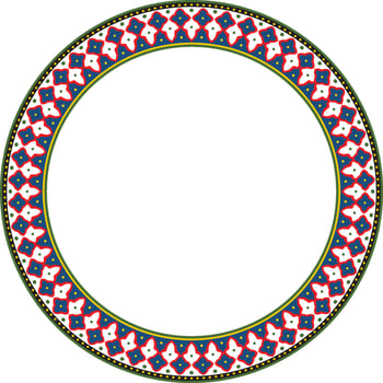 round colored national Persian ornament. Circle, ring, frame, border, ethnic pattern of the peoples of Iran, Iraq, Tajikistan vector