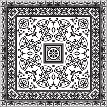 square black monochrome border, frame, Pompeii. Rectangle Neopolitan ornament. Art Ancient Rome vector