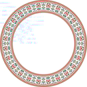 colored round Turkish national ornament. Ottoman border, frame. Ethnic floral circle, ring, Seljuk Turks pattern. Decoration Sultan's palaces. vector