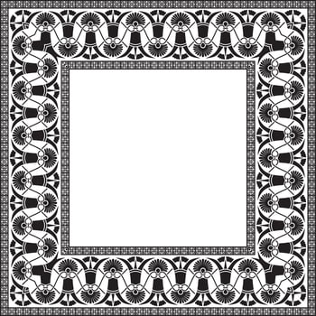 black monochrome classic Greek square ornament. Rectangle of Ancient Greece and Roman Empire. Byzantine painting walls, floors and ceiling vector