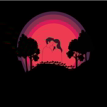 Romantic Couple Sunset Love Silhouette vector