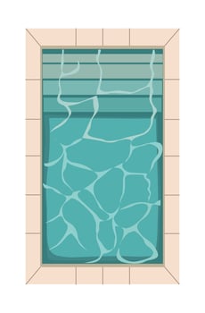 A pool with a blue water and a white wall. vector