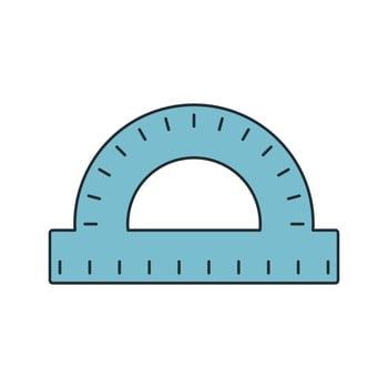 Protractor Icon Illustration in Flat Style. Perfect for engineering, science, or educational design projects vector