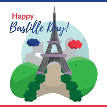 Eiffel Tower Bastille scene. vector