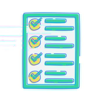 Checkmarked Task Sheet. document that highlights tasks completed using green and yellow checkmarks vector