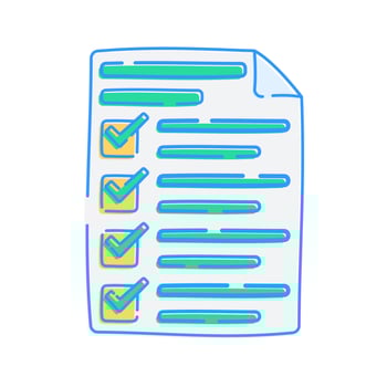 Document with Checkmarks, document icon with several checkmarks indicating completed tasks vector