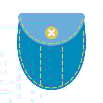 Denim patch pocket illustration stitching and button details. Ideal for fashion design, apparel graphics. Ideal for digital and print use. vector