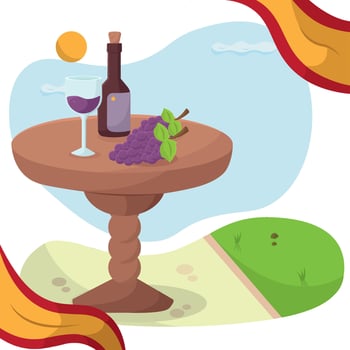 Spanish wine and grape scene. vector