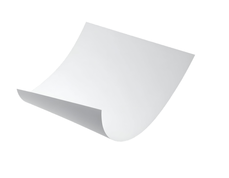 floating single white paper sheet isolated on white background, minimal design concept png