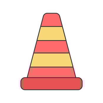 Traffic Cone Flat design style, orange and white striped cone, symbolizing road safety, ideal for construction graphics, traffic control signs, and accident prevention designs. vector