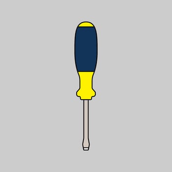 Screwdriver Flat design style, a manual hand tool with a flat-tip, commonly used in repair, assembly, and maintenance-themed graphics. vector