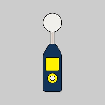Sound Level Meter Flat design style, a handheld device with a digital display for measuring noise levels, perfect for industrial, environmental, and safety-themed graphics. vector