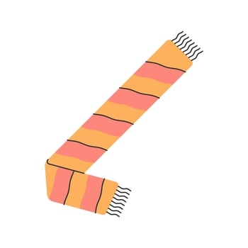 Scarf Flat design style, striped winter scarf, symbolizing warmth and comfort, ideal for cozy home visuals or cold season design themes. vector