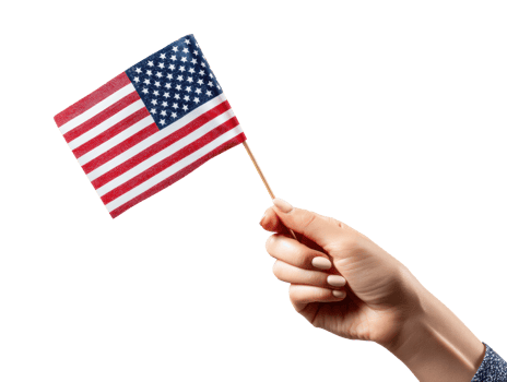 Hand holding miniature American flag during celebration event png