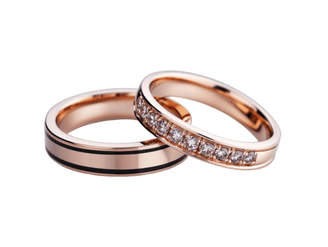 Elegant wedding rings with diamonds for romantic occasions png