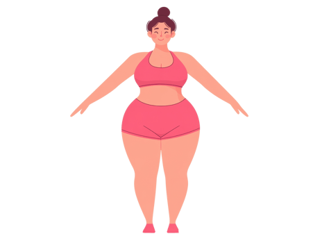 Curvy woman in activewear for fitness and wellness promotion png