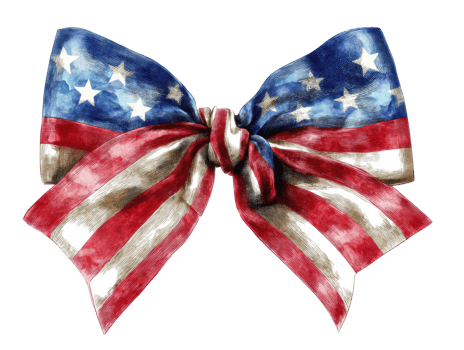 Decorative bow with American flag colors for patriotic celebrations png