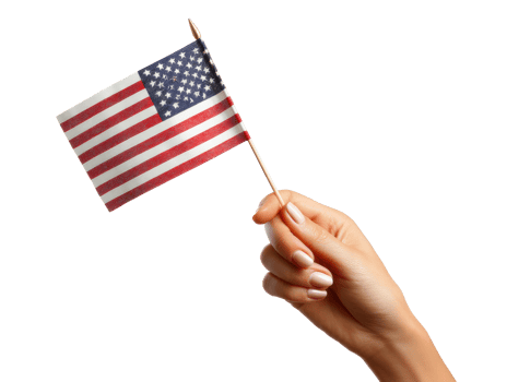 American flag held high in celebration of national pride png