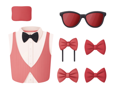 Elegant red vest and accessories for formal occasions design png