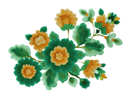 Colorful floral embroidery design for textile art and home decor png
