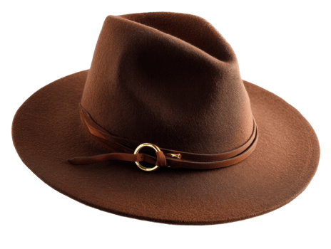 Classic brown hat with stylish leather band for any occasion png