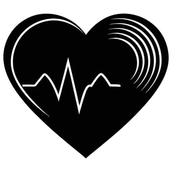 Heart Symbol with EKG Waveform and Vinyl Record Design vector