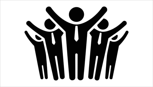 Business Team Success Silhouette - Hands Raised vector