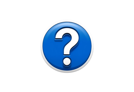 Glossy blue circular icon featuring white question mark in center. png