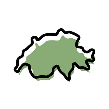 Switzerland green map icon. Switzerland outline map. Simple icon design. Eps illustration vector