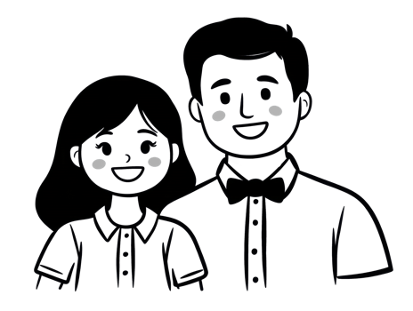 Smiling couple in casual outfits for celebration or event design png
