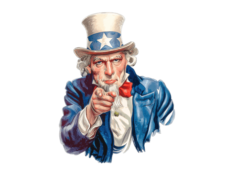 Uncle Sam encourages patriotism and civic duty for America png