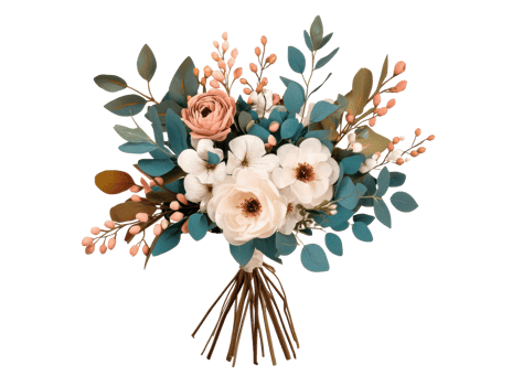 Elegant floral bouquet with soft colors and greenery for decoration png