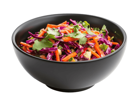 Fresh and vibrant cabbage salad with carrots and cilantro mix png