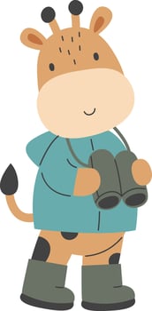 Giraffe Animal Traveler with Binoculars vector