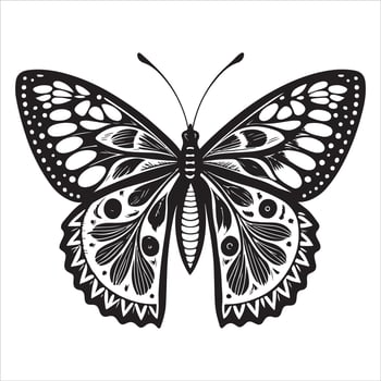 Butterfly Clip Art in Black and White vector