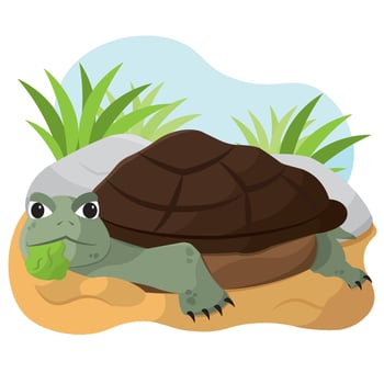 Turtle resting on ground. vector
