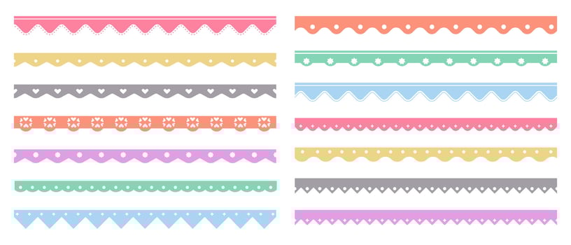 Happy Colorful Scalloped Paper Frame Or Border Divider Collection Isolated vector