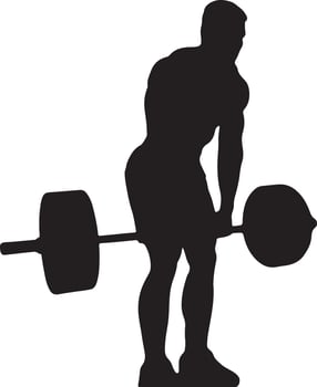 Deadlift man heavy muscular body lifting a weight vector