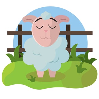 Relaxed sheep on grass. vector