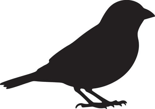 Indigo Bunting Solid Black Silhouette vector