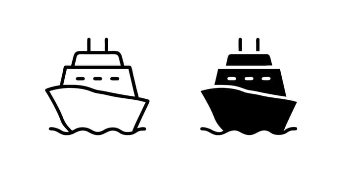 icon set depicting cruise ships, ideal for travel and vacation designs. vector
