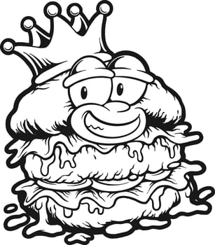 Smiling Burger King With Crown Silhouette Illustration vector