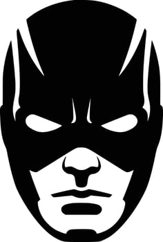 Black and white bold illustrations of a superhero mask, isolated on white background. vector